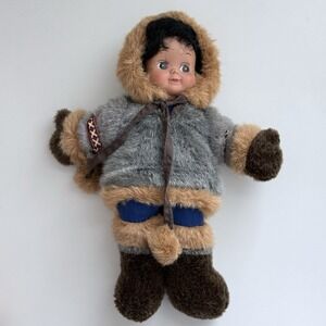 Arctic Circle Alaskan Eskimo Girl Doll Beanbag Stuffed Toy 9" Removable Coat